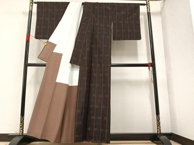 平和屋着物●上質な紬 間道 正絹 逸品 AAAZ1974ph