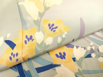 平和屋着物●本加賀友禅作家　志田弘子　訪問着　作家物　草花文　正絹　逸品　AAAZ1981ph