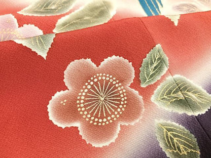 平和屋着物●豪華振袖　駒刺繍　鳳凰草花文　暈し染め　金彩　ロング丈　正絹　逸品　AAAZ1993ph