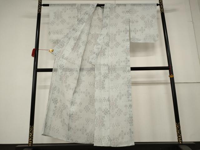 平和屋着物＊夏物　小紋　紗　草花文　洗える着物　AAAZ2069st