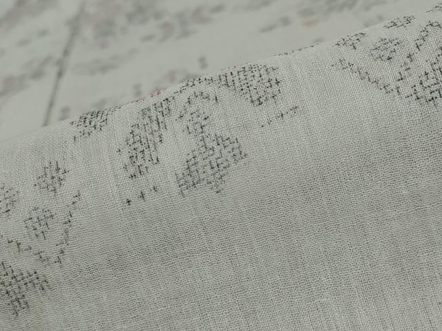 平和屋着物＊夏物　小紋　紗　草花文　洗える着物　AAAZ2069st