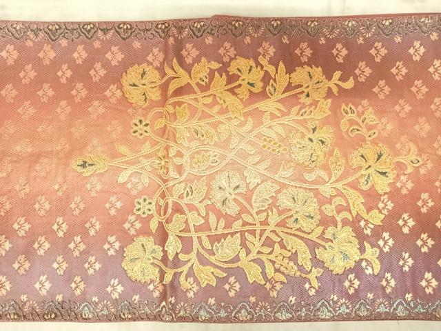 平和屋着物◎太鼓柄袋帯 更紗花文 金糸 正絹 逸品 AAAZ2155yx
