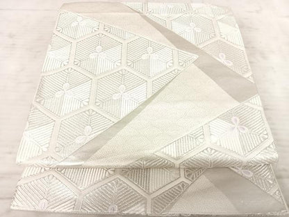 平和屋着物◎六通柄袋帯 唐織 亀甲松文 銀糸 正絹 逸品 AAAZ2157yx