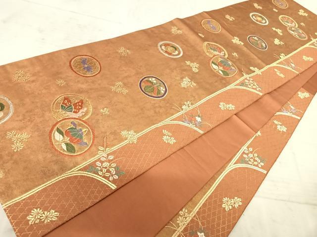 平和屋着物◎六通柄袋帯 唐織 花丸文 金銀糸 正絹 逸品 AAAZ2170yx