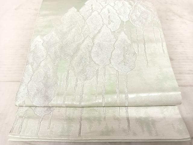 平和屋着物◎六通柄袋帯　樹林文　銀糸　正絹　逸品　AAAZ2176yx