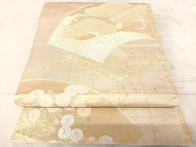 平和屋着物◎六通柄袋帯 唐織 地紙松花文 金銀糸 正絹 逸品 AAAZ2185yx