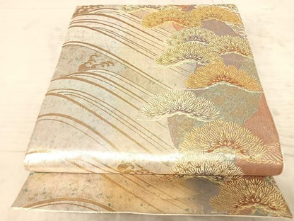 平和屋着物◎六通柄袋帯 枝松文 金糸 引箔 正絹 逸品 AAAZ2188yx