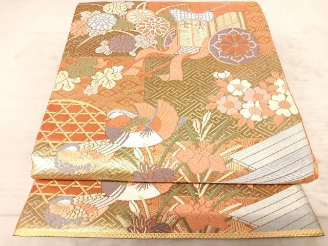 平和屋着物◎佐賀錦　六通柄袋帯　唐織　華翔能衣文　金糸　正絹　逸品　AAAZ2199yx