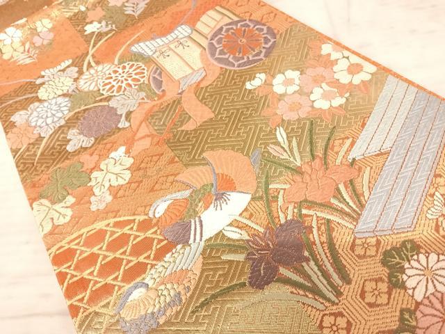 平和屋着物◎佐賀錦　六通柄袋帯　唐織　華翔能衣文　金糸　正絹　逸品　AAAZ2199yx