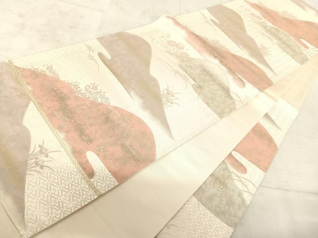 平和屋着物◎六通柄袋帯　遠山風景文　金銀糸　正絹　逸品　AAAZ2201yx