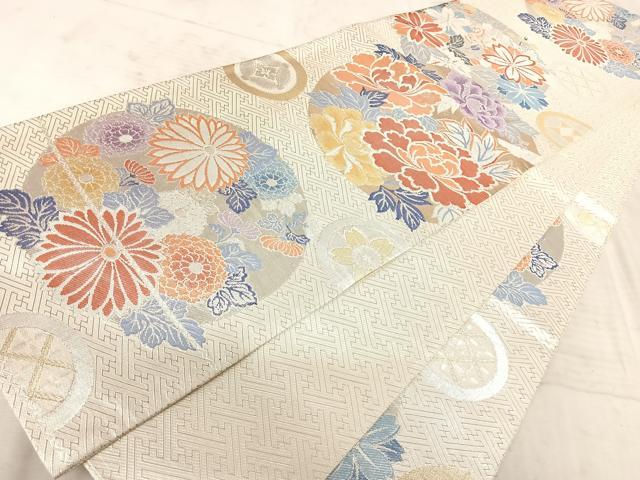 平和屋着物◎佐賀錦　六通柄袋帯　花丸文　金銀糸　正絹　逸品　AAAZ2210yx
