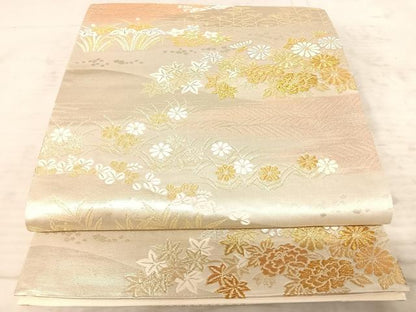 平和屋着物◎西陣 六通柄袋帯 唐織 草花文 金銀糸 正絹 逸品 AAAZ2212yx