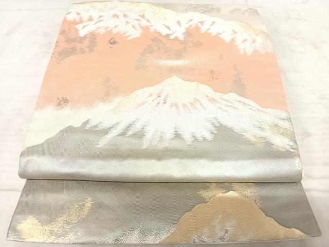平和屋着物◎六通柄袋帯　遠山風景文　金銀糸　正絹　逸品　AAAZ2214yx