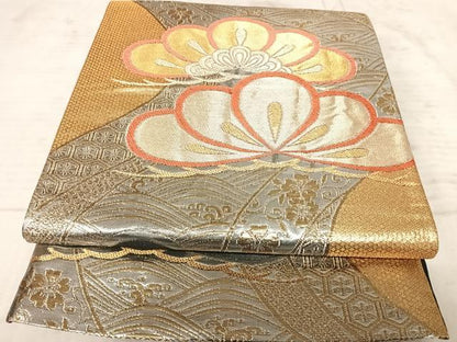 平和屋着物◎六通柄袋帯　唐織　流水松文　金銀糸　正絹　逸品　AAAZ2241yx