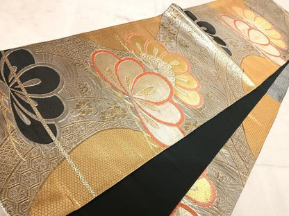 平和屋着物◎六通柄袋帯　唐織　流水松文　金銀糸　正絹　逸品　AAAZ2241yx