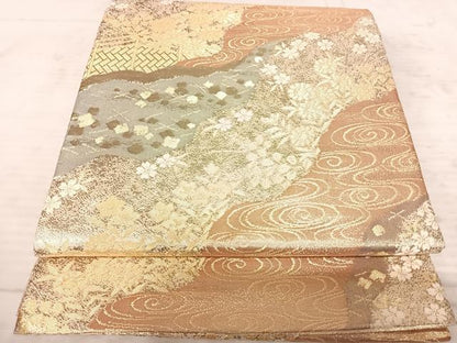 平和屋着物◎佐賀錦 六通柄袋帯 道長花文 金銀糸 正絹 逸品 AAAZ2275yx