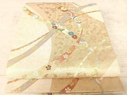 平和屋着物◎六通柄袋帯 唐織 能衣花文 金糸 正絹 逸品 AAAZ2280yx