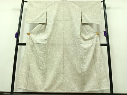 平和屋着物▽本塩沢 単衣 110亀甲 花唐草文 正絹 逸品 AAAZ2323jh