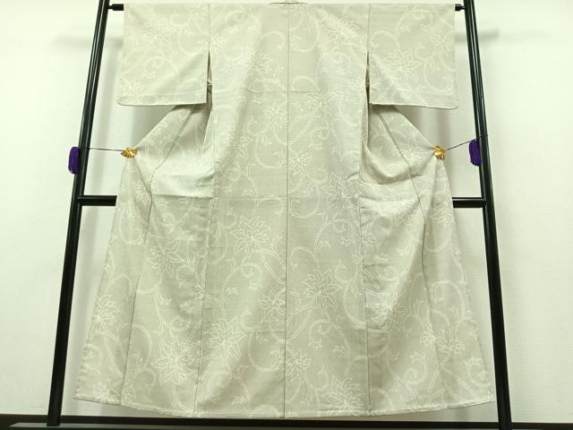 平和屋着物▽本塩沢 単衣 110亀甲 花唐草文 正絹 逸品 AAAZ2323jh