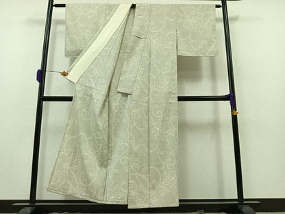 平和屋着物▽本塩沢 単衣 110亀甲 花唐草文 正絹 逸品 AAAZ2323jh