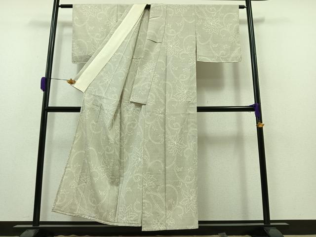 平和屋着物▽本塩沢 単衣 110亀甲 花唐草文 正絹 逸品 AAAZ2323jh