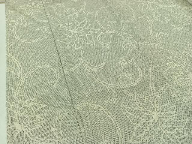 平和屋着物▽本塩沢 単衣 110亀甲 花唐草文 正絹 逸品 AAAZ2323jh