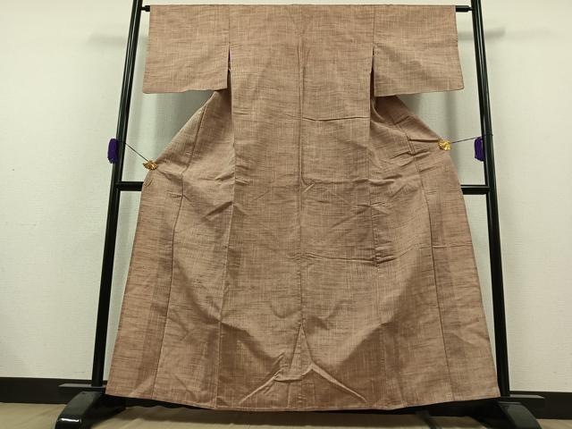 平和屋着物▽上質な紬 単衣 灰桜色地 正絹 逸品 AAAZ2324jh