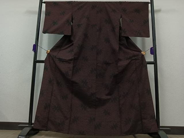 平和屋着物▽結城紬 単衣 花尽くし 正絹 逸品 AAAZ2326jh