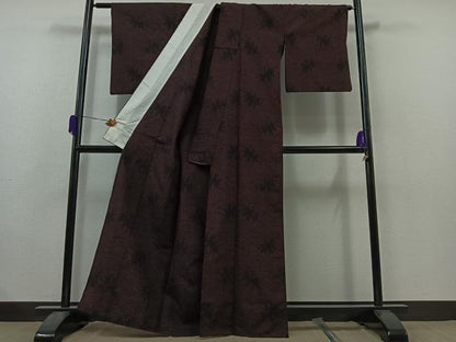 平和屋着物▽結城紬 単衣 花尽くし 正絹 逸品 AAAZ2326jh