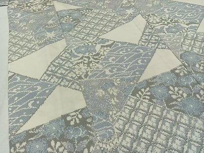 平和屋着物▽本場大島紬 単衣 切嵌流水花文 正絹 逸品 AAAZ2327jh