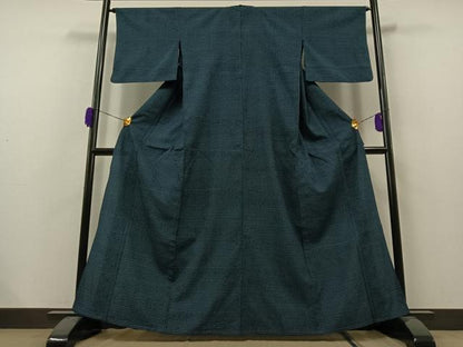 平和屋着物▽本塩沢 単衣 幾何学文様 正絹 逸品 AAAZ2329jh