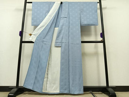 平和屋着物▽上質な色無地 単衣 花尽くし地紋 淡藤色 正絹 逸品 AAAZ2334jh
