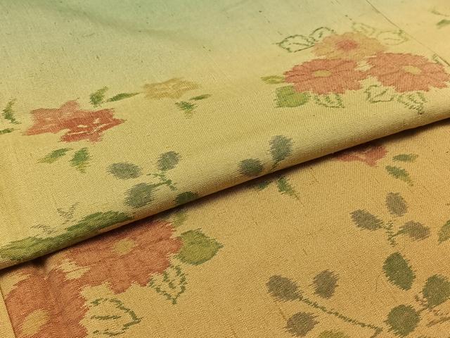 平和屋着物▽訪問着 単衣 紬地 草花文 暈し染め 正絹 逸品 AAAZ2335jh