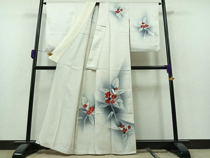 平和屋着物▽訪問着 単衣 枝花文 暈し染め 正絹 逸品 AAAZ2337jh
