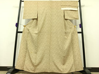 平和屋着物▽上質な小紋 単衣 風景松竹梅文 反端付き 正絹 逸品 AAAZ2339jh