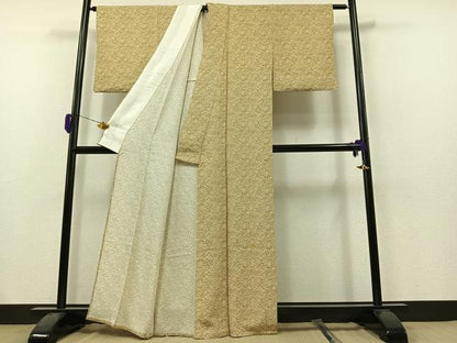 平和屋着物▽上質な小紋 単衣 風景松竹梅文 反端付き 正絹 逸品 AAAZ2339jh