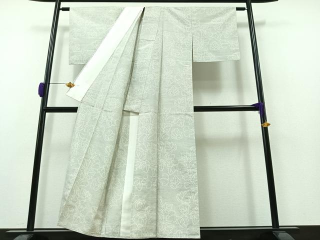 平和屋着物▽上質な紬 単衣 舞葉文 正絹 逸品 AAAZ2341jh
