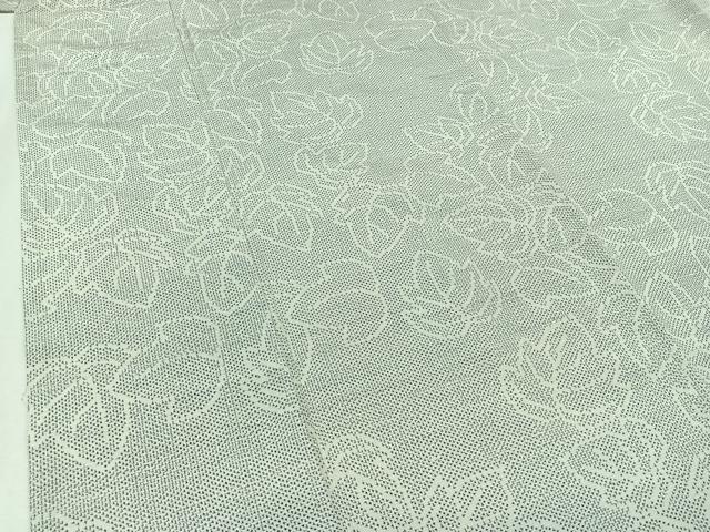 平和屋着物▽上質な紬 単衣 舞葉文 正絹 逸品 AAAZ2341jh