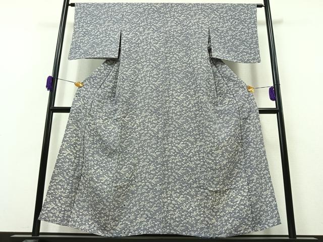 平和屋着物▽上質な小紋 単衣 花蝶文 鬼しぼ縮緬 正絹 逸品 AAAZ2343jh