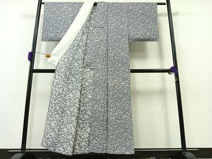 平和屋着物▽上質な小紋 単衣 花蝶文 鬼しぼ縮緬 正絹 逸品 AAAZ2343jh