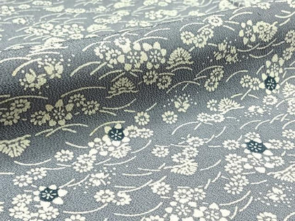 平和屋着物▽上質な小紋 単衣 花蝶文 鬼しぼ縮緬 正絹 逸品 AAAZ2343jh