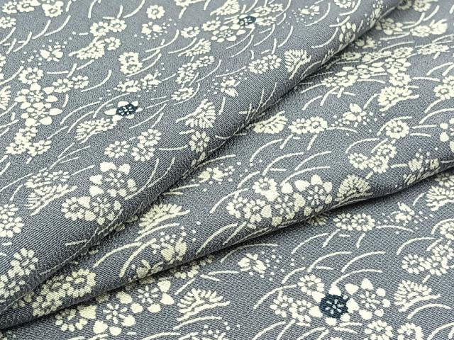 平和屋着物▽上質な小紋 単衣 花蝶文 鬼しぼ縮緬 正絹 逸品 AAAZ2343jh