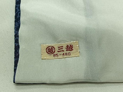 平和屋着物▽本藍 型絵染 小紋 単衣 花唐草文 三越扱い 正絹 逸品 AAAZ2345jh