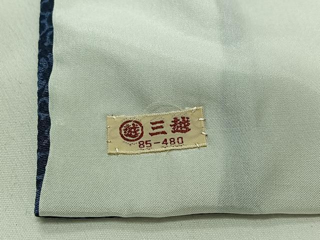 平和屋着物▽本藍 型絵染 小紋 単衣 花唐草文 三越扱い 正絹 逸品 AAAZ2345jh