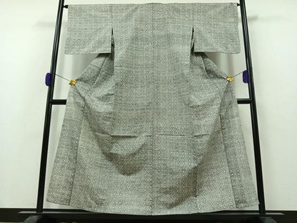 平和屋着物▽上質な紬 単衣 麻の葉文様 正絹 逸品 AAAZ2346jh