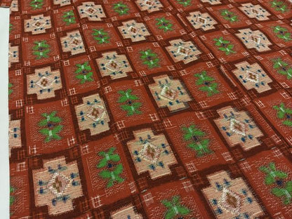 平和屋着物▽上質な紬 単衣 市松花文 正絹 逸品 未使用 AAAZ2349jh