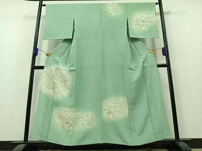 平和屋着物▽訪問着　単衣　作家物　手描き　草花文　暈し染め　正絹　逸品　AAAZ2350jh