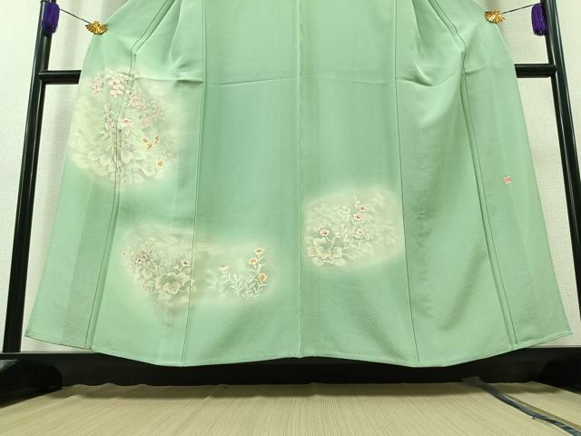 平和屋着物▽訪問着　単衣　作家物　手描き　草花文　暈し染め　正絹　逸品　AAAZ2350jh