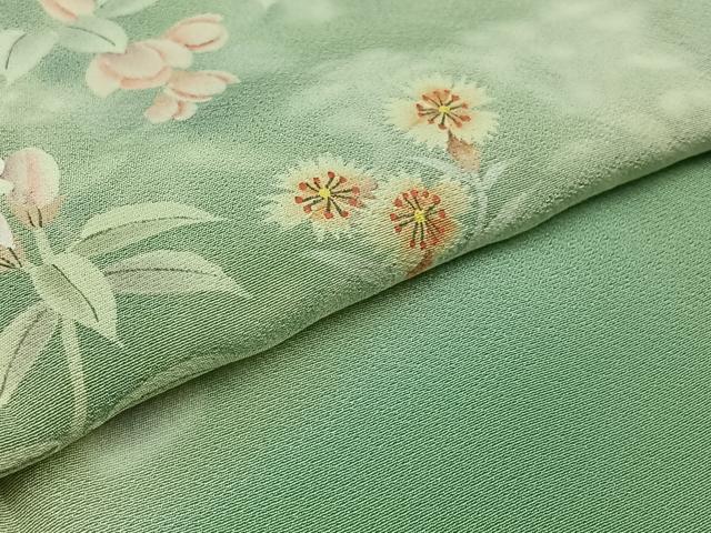 平和屋着物▽訪問着　単衣　作家物　手描き　草花文　暈し染め　正絹　逸品　AAAZ2350jh