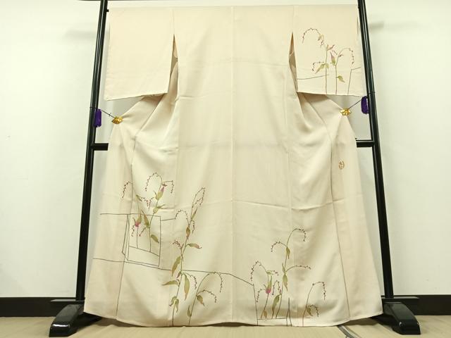 平和屋着物▽訪問着 単衣 作家物 草花文 正絹 逸品 未使用 AAAZ2352jh